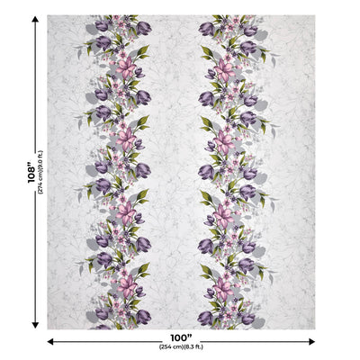 Double Bedsheet Twill Cotton Lilac Purple Floral Motif Print