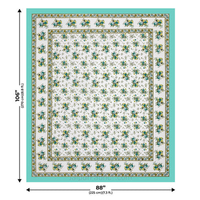 SeaGreen Bunch of Flowers Double Bedsheet