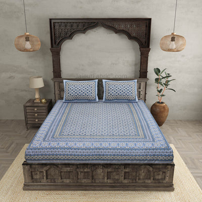 Ethnic Charm Blue Double Bedsheet