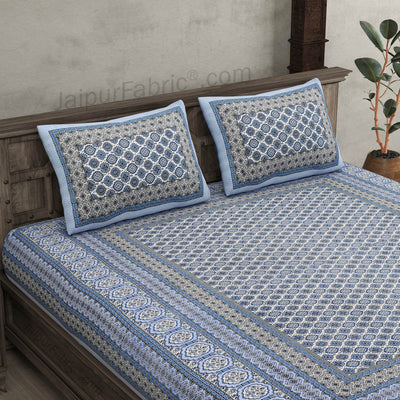 Ethnic Charm Blue Double Bedsheet
