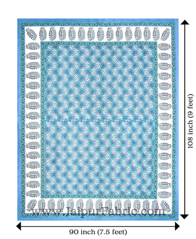 Lovely Lotus Blue Double Bedsheet