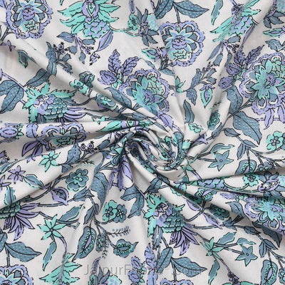 Indigo Garden Violet Combo of Pure Cotton Double Bedsheet and Double Bed Dohar