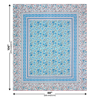 Awesome leaves Blue Cream Double Bedsheet