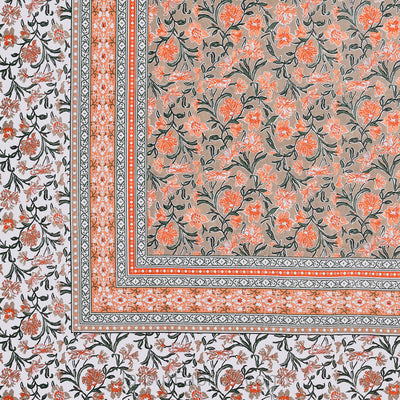 Bloom Coral Combo of Pure Cotton Double Bedsheet and Double Bed Comforter