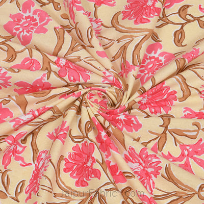 Bloom Peach Combo of Pure Cotton Double Bedsheet and Double Bed Dohar