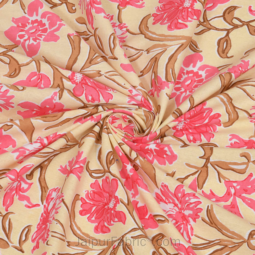 Bloom Peach Combo of Pure Cotton Double Bedsheet and Double Bed Comforter
