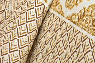 Pure Cotton Golden Color Zigzag Border Jaipuri Double Bedsheet