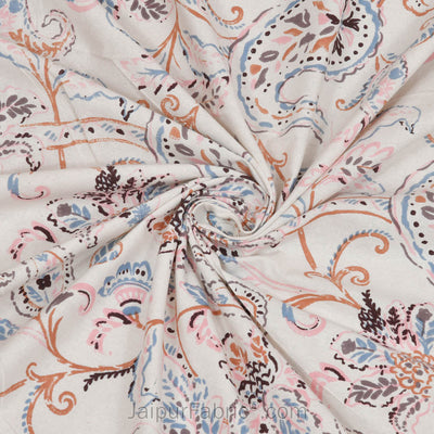 Paisley Trails Mauve Combo of Pure Cotton Double Bedsheet and Double Bed Dohar