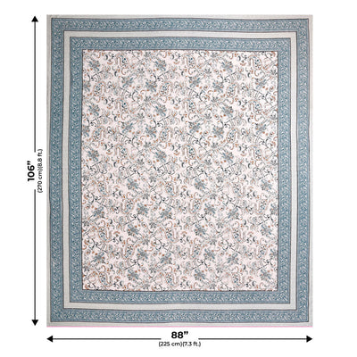 Paisley Trails Aqua Combo of Pure Cotton Double Bedsheet and Double Bed Comforter