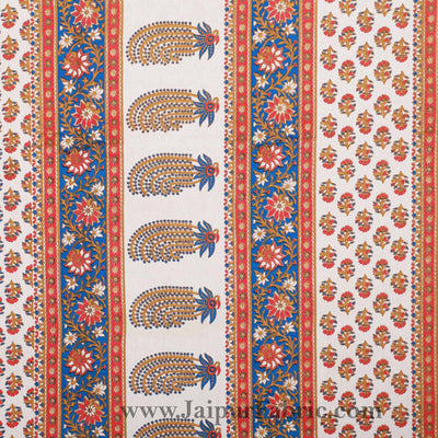 Blue Boota Gold Work Double Bedsheet
