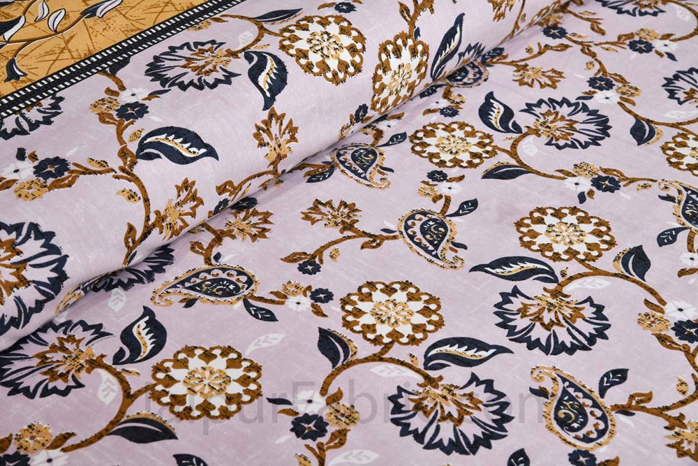 Traditional Retro Mustard Pure cotton Double Bedsheet