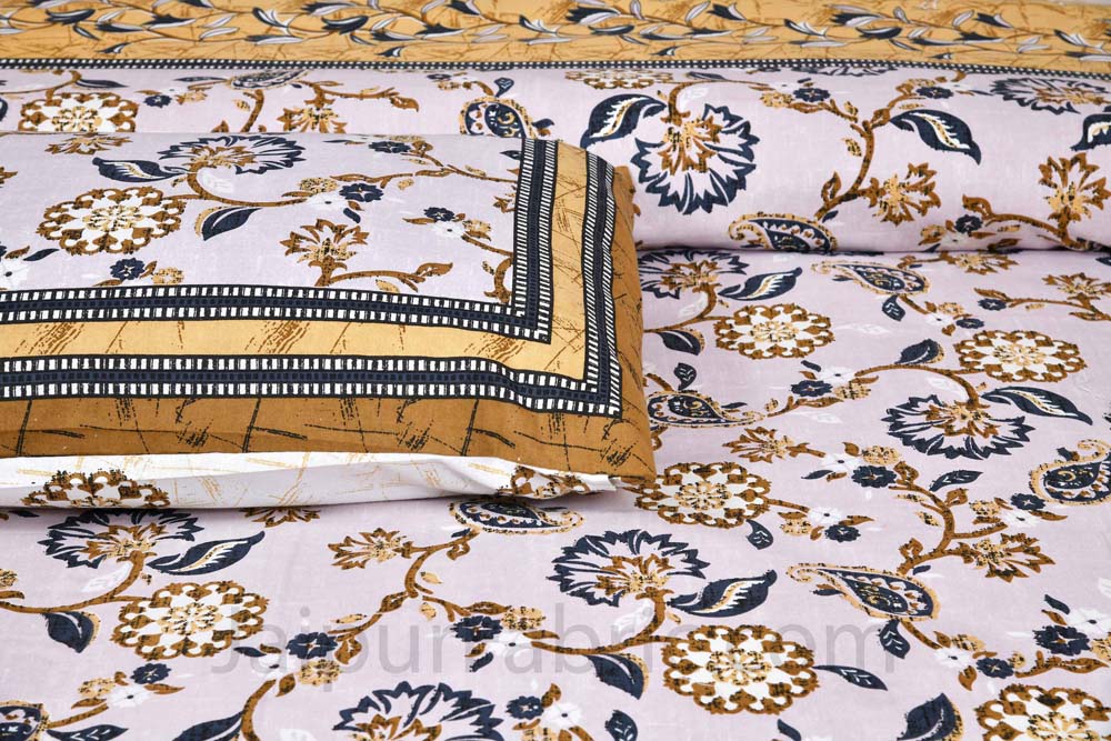 Traditional Retro Mustard Pure cotton Double Bedsheet