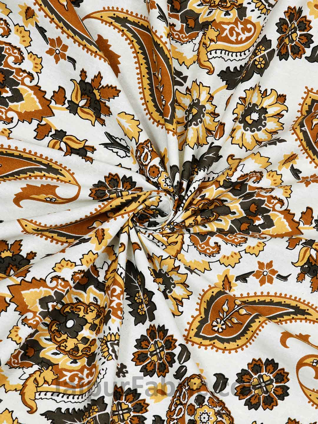 Traditional Retro Mustard Pure cotton Double Bedsheet