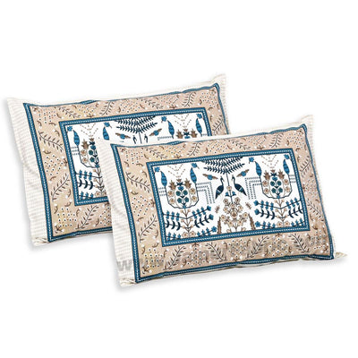 Pure Cotton Artistic Modern Grey Brown Jaipuri Double Bedsheet
