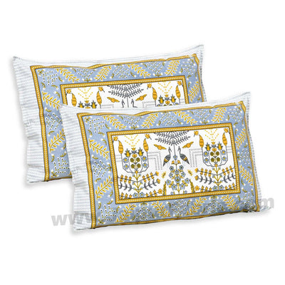 Pure Cotton Artistic Modern Green Mustard Jaipuri Double Bedsheet