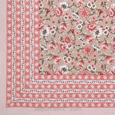 Festine Flower Pink Cotton Double Bedsheet