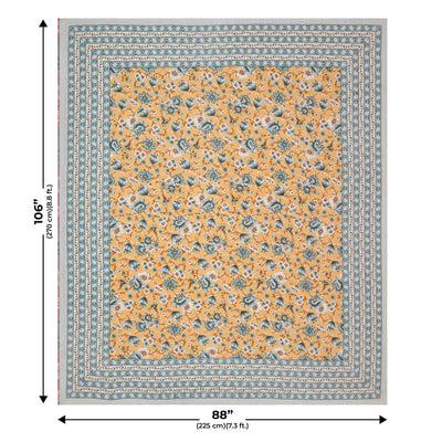 Festine Flower Grey Cotton Double Bedsheet