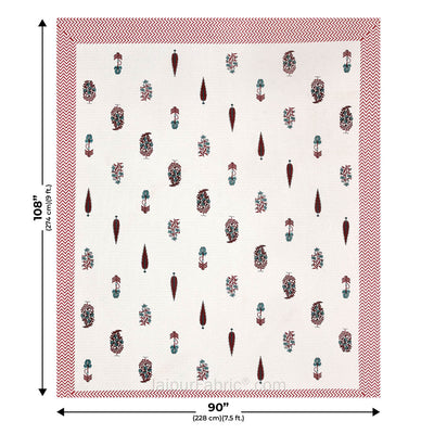 Folklore Fables Pink Block Print Pure Cotton Double Bedsheet