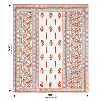 Serene Symmetry PeachBlock Print Pure Cotton Double Bedsheet