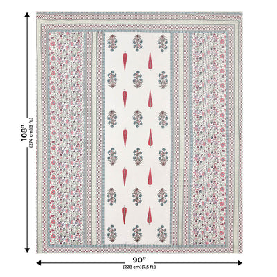 Serene Symmetry Gray Block Print Pure Cotton Double Bedsheet