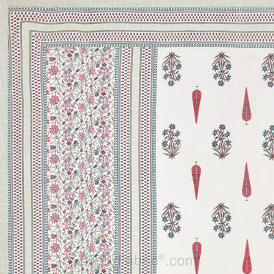 Serene Symmetry Gray Block Print Pure Cotton Double Bedsheet