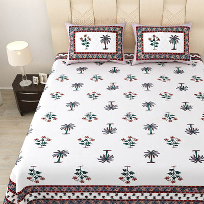 Cultural Mosaic Magenta Block Print Pure Cotton Double Bedsheet
