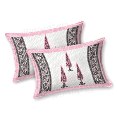 Elemental Elegance PinkBerry Block Print Pure Cotton Double Bedsheet