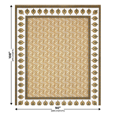 Rustic Rhythms Mustard Block Print Pure Cotton Double Bedsheet