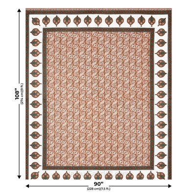 Rustic Rhythms Peach Block Print Pure Cotton Double Bedsheet