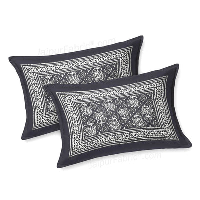 Grey Topiary Dabu Print Jaipuri Double Bedsheet