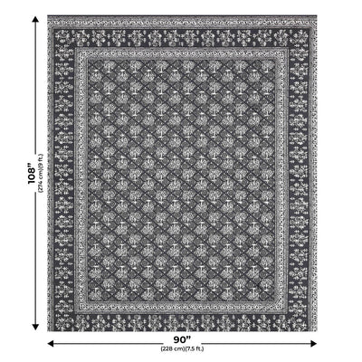 Grey Topiary Dabu Print Jaipuri Double Bedsheet