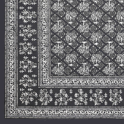 Grey Topiary Dabu Print Jaipuri Double Bedsheet