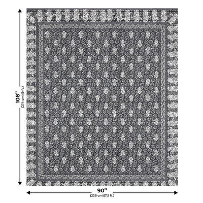Grey Conic Dabu Print Jaipuri Double Bedsheet