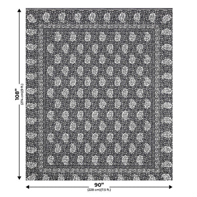 Grey Buta Dabu Print Jaipuri Double Bedsheet