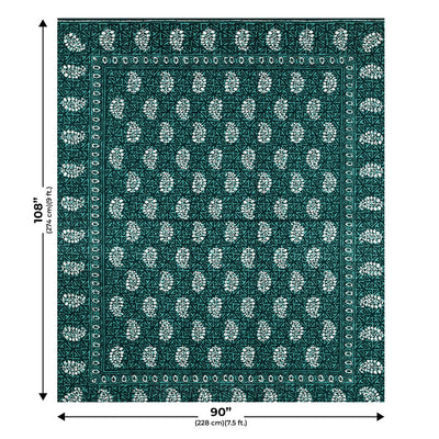 Green Buta Dabu Print Jaipuri Double Bedsheet