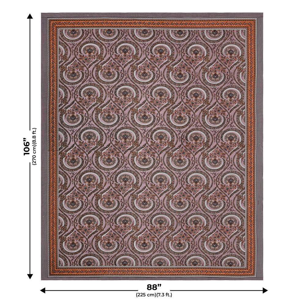 Circular Retro Pink Cotton Double Bedsheet