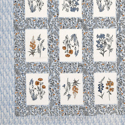 Floral Frame Grey Cotton Double Bedsheet