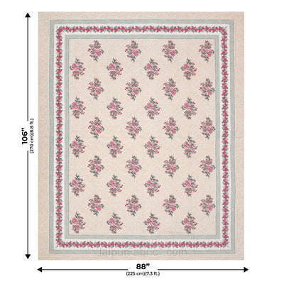 Bouquet Beveled Pink Cotton Double Bedsheet