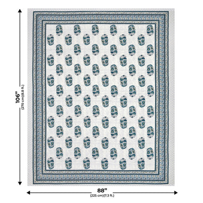 Fancy Inclination Green Cotton Double Bedsheet