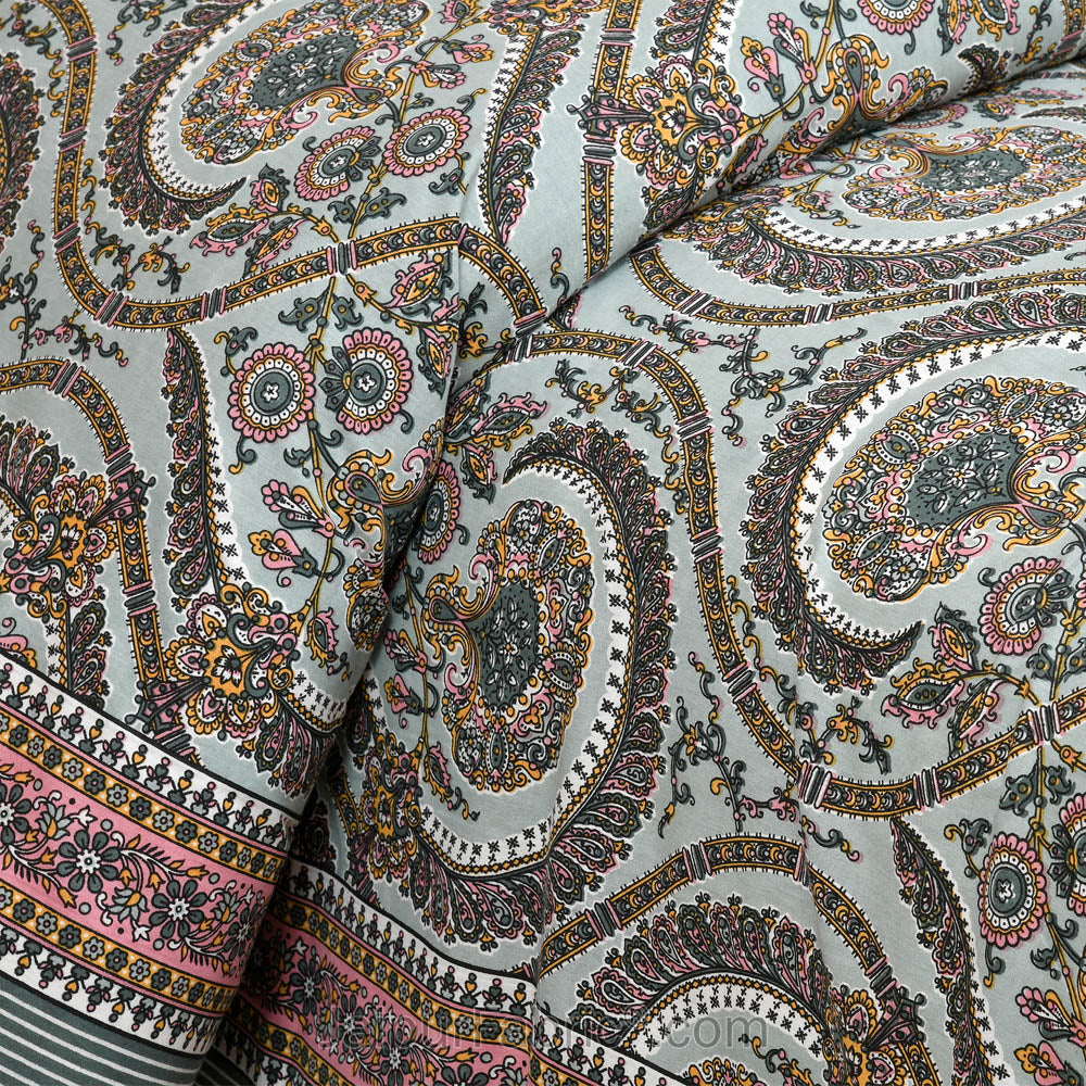 Grey Charm Jaipur Fabric Double Bed Sheet