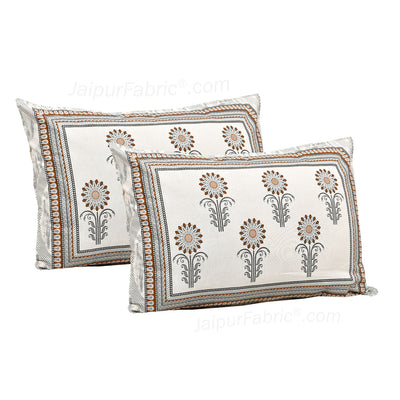 Awarded Print Grey Jaipur Fabric Double Bed Sheet
