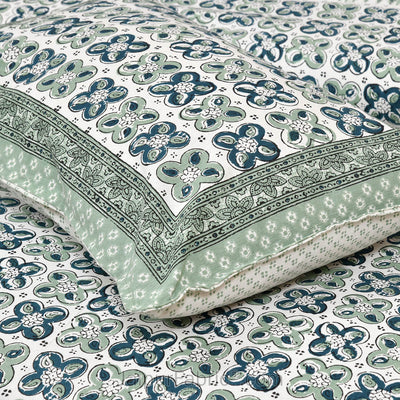 Mini Blocks Green Jaipur Fabric Double Bed Sheet