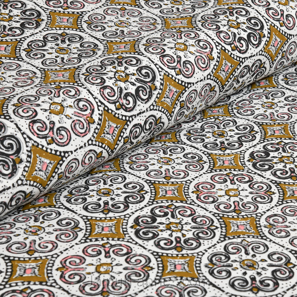 Gray Pattern Jaipur Fabric Double Bed Sheet