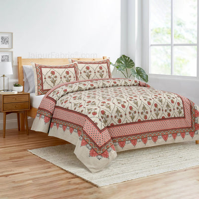 Pink Jaal Jaipur Fabric Double Bed Sheet
