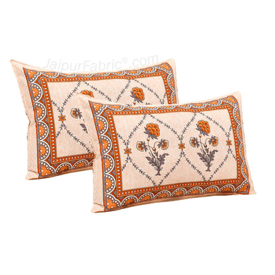 Peachy Jaal Jaipur Fabric Double Bed Sheet