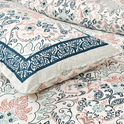 Blue Florals Jaipur Fabric Double Bed Sheet