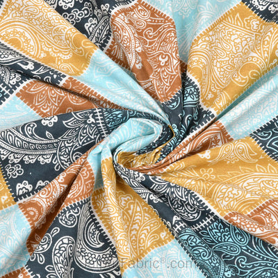 Ethnic Tiles Blue Orange and Pink Double Bedsheet Combo of 3