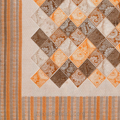 Ethnic Tiles Blue Orange and Pink Double Bedsheet Combo of 3