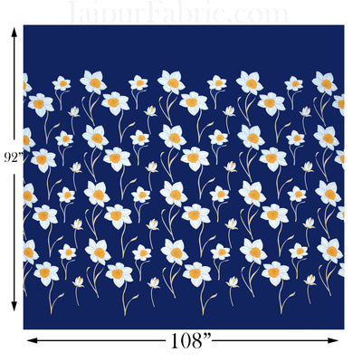 Common daisy Floral Navy Blue Poly Cotton Double Bedsheet