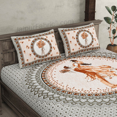 Me And U Valentines Special Brown Pure Cotton Double Bedsheet